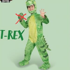 T-Rex Green Dinosaur Costume, Kids Small (5-7 Years), New Without Tags